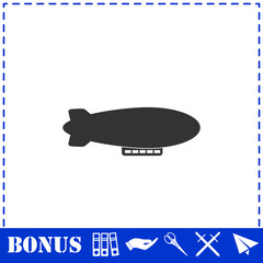 Airship zeppelin icon flat
