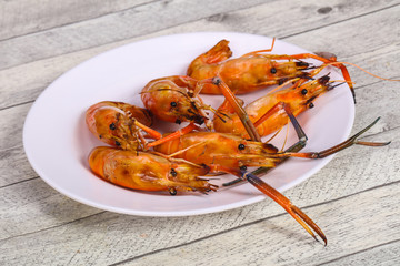 Grilled water prawn in the plate