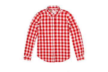 Obraz premium Red checked shirt isolated on white background