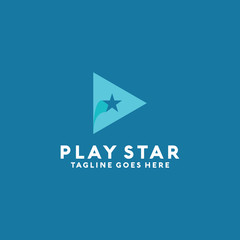 Play Star Logo Vector Logo Design Template. Flat and Modern Icon. Media And Star Symbol.