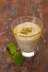 Pudding with chia and passion fruit