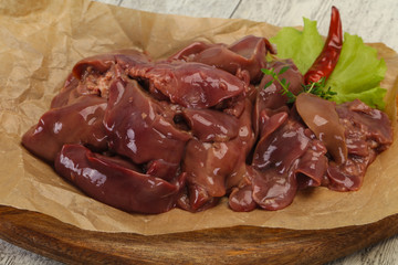 Raw chicken liver ready for cooking