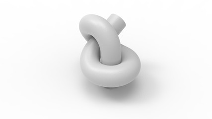 Knot 3d rendering of a tied knot isolated in white background
