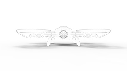 Drone 3d rendering sketch isolated in white studio background
