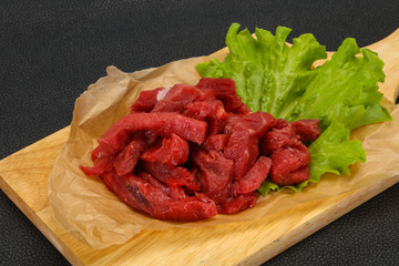 Raw beef meat sliced for cooking