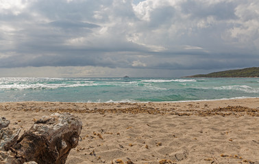 Capo di Feno stormy beach near Ajaccio, France.