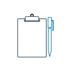 Pen and Clipboard Icon. Line style vector EPS.