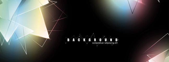 abstract background with glowing triangles that overlap. isolated black background. vector illustration of eps 10