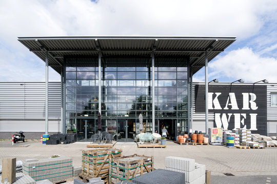 NOORDWIJKERHOUT, THE NETHERLANDS - JULY 9, 2019: Karwei hardware store. Karwei is a Dutch hardware store-chain. The first store opened at May 14, 1975 in Utrecht.