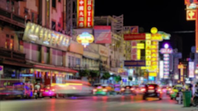 Blur abstract background from Yaowarat Road (Chinatown Bangkok) ,Bangkok, Thailand.	