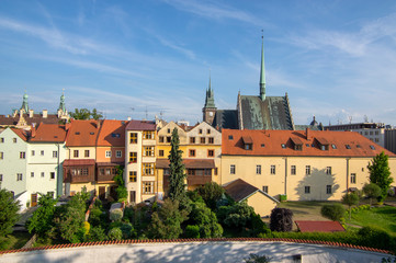 Obraz premium View of historic place called Pardubice Nuremberg, with church tower and Green gate