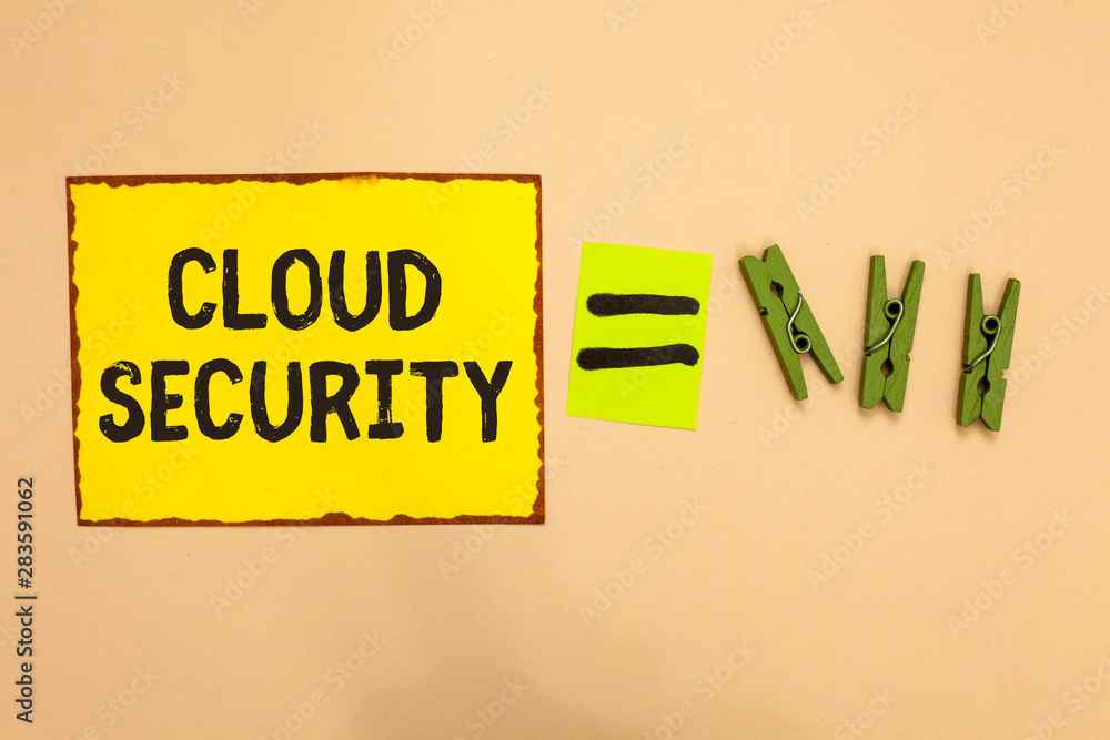 Fototapete word writing text cloud security. business concept for protect the stored information safe controlle