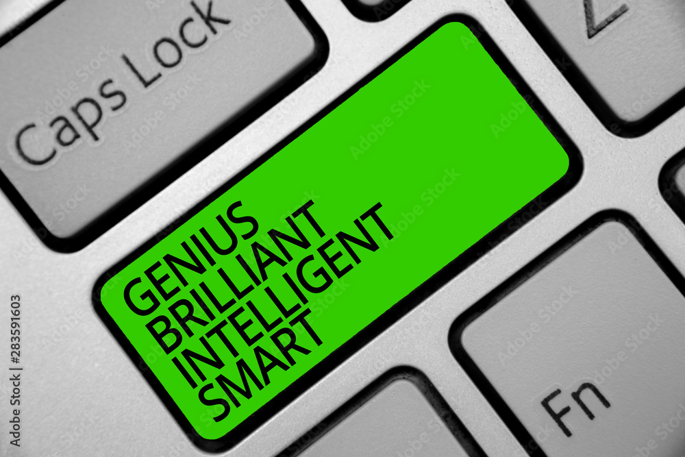 Poster handwriting text genius brilliant intelligent smart. concept meaning clever bright knowledge intelli
