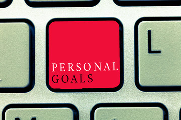 Word writing text Personal Goals. Business concept for Target set by a person to influence his efforts Motivation.