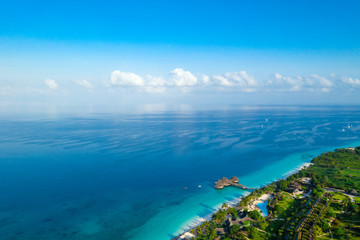 Fototapeta premium The beautiful tropical Island of Zanzibar aerial view. sea in Zanzibar beach, Tanzania.