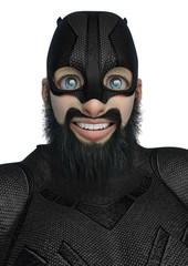 super hero cartoon with beard on suit portrait