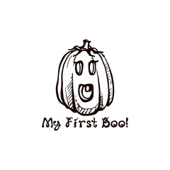 Halloween hand drawn pumpkin with handwritten phrase