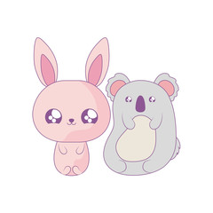 Obraz premium cute koala with bunny animals baby kawaii style