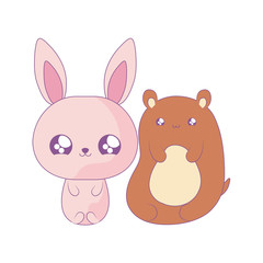 cute bear with bunny baby animals kawaii style