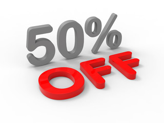 3D rendering - 50 percent off discount concept