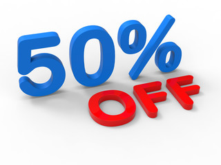 3d rendering of a blue percent sign on white background