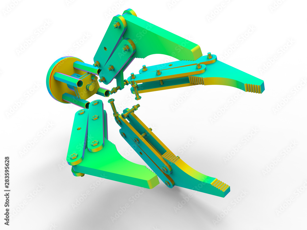 Poster 3d rendering - multi finger gripper design