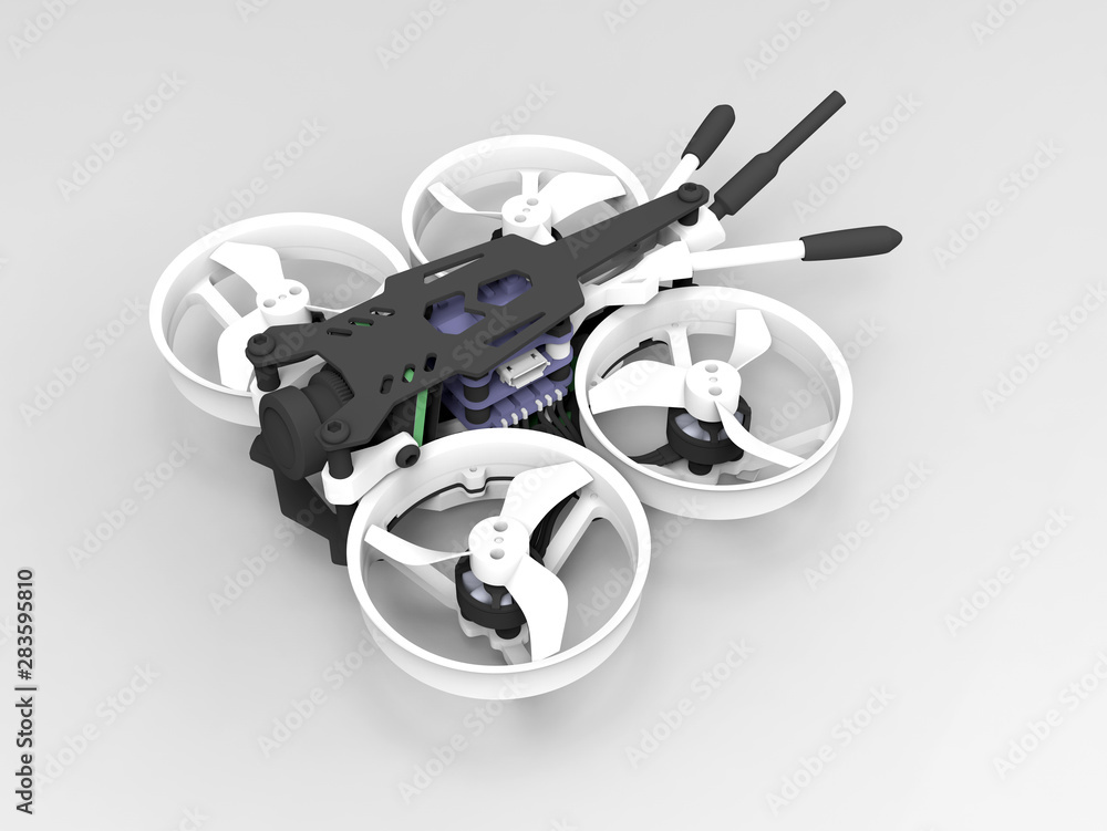 Poster 3d rendering - drone with propeller protection