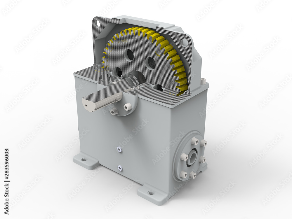 Poster 3d rendering - section of a worm gear reducer