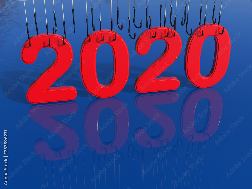 Poster 3d rendering - hooking year 2020