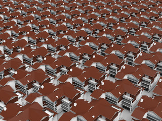 3D rendering - crowded city concept