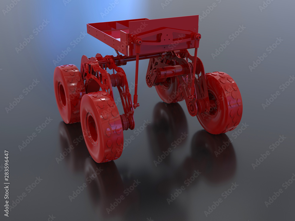 Poster 3d rendering - isolated platform on four wheels