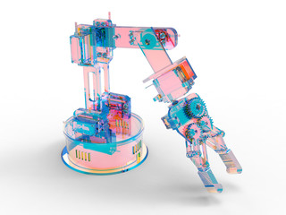 3d rendering - glass robotic arm