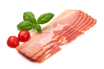 Dry Spanish ham, Jamon Serrano, Italian Prosciutto Crudo or Parma ham, isolated on white background