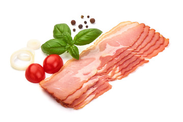 Italian prosciutto crudo or spanish jamon, isolated on white background