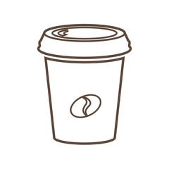 Cup of coffee, icon. black line isolated on white. flat design adapted for web sites and mobile applications. Vector image.
