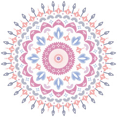 Summer floral ornament. Native flower mandala. Boho style illustration.