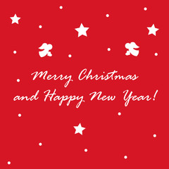 Naklejka premium Merry Christmas greeting card with stars and angels, vector illustration