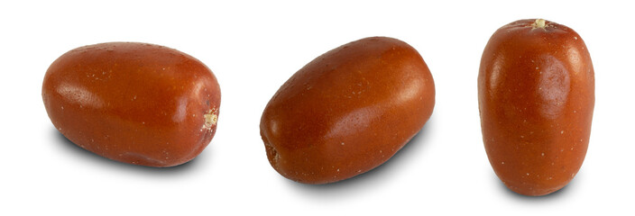 Elaeagnus fruit in three different angles, isolated on white background