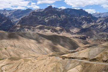 Beautiful mountain view of Srinagar - Leh road at Namika la pass in Ladakh region, Jammu and Kashmir, India