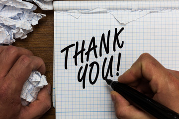 Text sign showing Thank You. Conceptual photo replaying on something good or greetings with pleased...