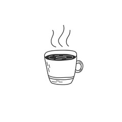 Vector image of a cup of hot tea. Doodle drawing. hand drawn Illustration