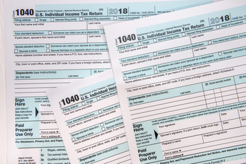 1040 individual tax form blanks close up