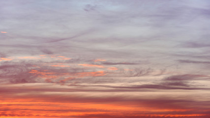 Dramatic blue and orange sky just after sunset