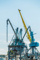 Fototapeta na wymiar Sea port with cranes and docks