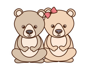 Obraz na płótnie Canvas cute couple of bears on white background
