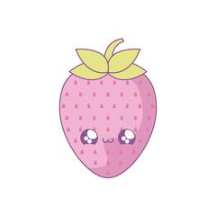 cute fresh strawberry fruit kawaii style