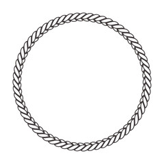Round rope frame. Circle ropes, rounded border and decorative marine cable frame circles. Rounds cordage knot stamp or nautical twisted knots logo isolated vector icon