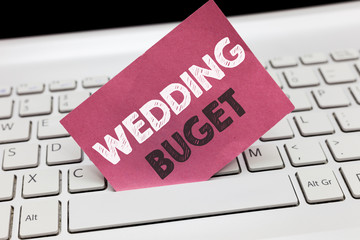 Conceptual hand writing showing Wedding Buget. Business photo showcasing Getting married in an...