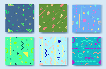 Fototapeta na wymiar Background set with flat geometric pattern. Cool colorful backgrounds. Applicable for Banners, Placards, Posters, Flyers.