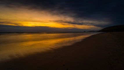 Fototapeta na wymiar Perranporth Beach Cornwall Sunset